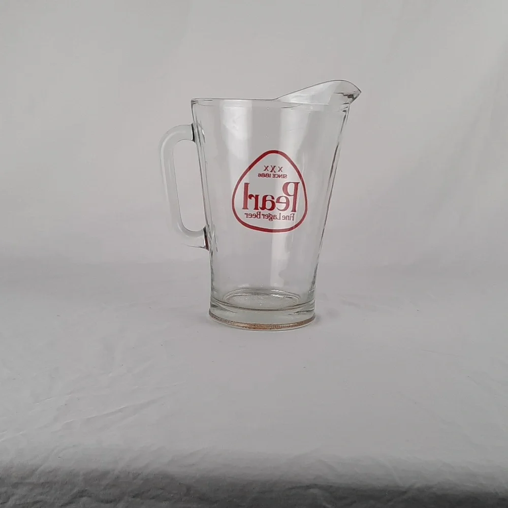 SOLD RARE Vintage Glass Pearl Fine Lager Beer Pitcher - Picture 2 of 6